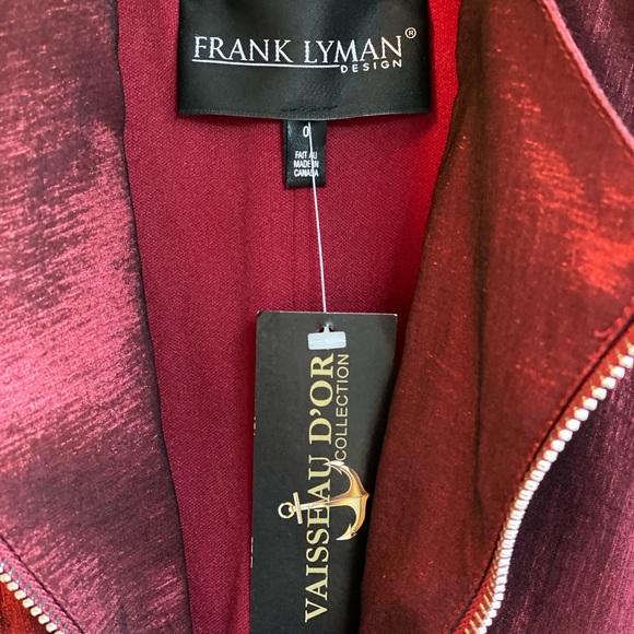 Frank Lyman Taffeta Zip-Front Dress, Burgundy, size 0 - Picture 4 of 16